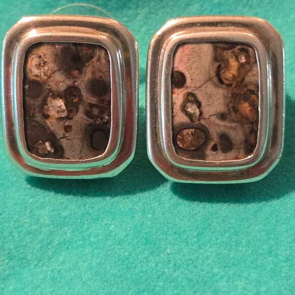 Slane and Slane Rare Column Earrings with Special Stone Centers - Picture 3 of 4